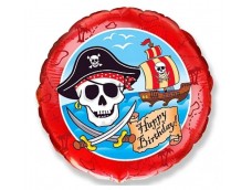  Folijas balons Happy Birthday - Pirāti, 48cm, aplis