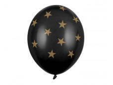 Baloni "Zvaigznes, melnas, zelta", Belbal, pastel, 29cm