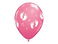 Baloni mazuļiem "Pēdiņas un sirsniņas rozā", Qualatex, 29cm