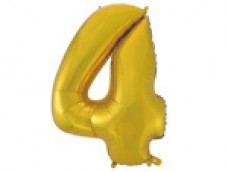 Folijas balons 96cm XXL - cipars 4, zelta, matēts