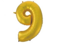 Folijas balons 96cm XXL - cipars 9, zelta, matēts