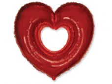 Folijas balons sirds, sarkana, atvērta, 60cm, Flexmetal